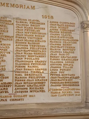 Plaque aux Morts de l'Église Saint-Galmier